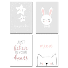 Load image into Gallery viewer, Star Rabbit Cartoon Wall Art Canvas Poster Nursery Quote Prints Nordic Style Painting Wall Picture Children Bedroom Decoration - SallyHomey Life's Beautiful