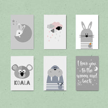Load image into Gallery viewer, Cartoon Animal Koala Seal Minimalist Art Canvas Poster Painting Nursery Wall Picture  Modern Home Kids Room Decor - SallyHomey Life's Beautiful