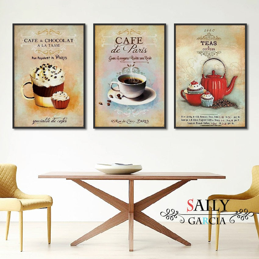 Nordic Poster Vintage Modern Minimalist Coffee Dessert Canvas painting Abstract Home Decoration Kitchen Wall Pictures No Frame - SallyHomey Life's Beautiful