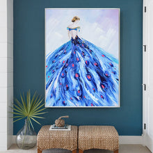 Load image into Gallery viewer, 100% Hand Painted Abstract Peacock Dress Oil Painting On Canvas Wall Art Frameless Picture Decoration For Live Room Home Decor