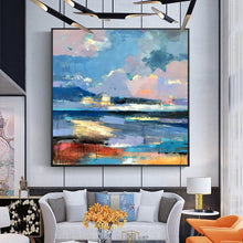 Load image into Gallery viewer, 100% Hand Painted Abstract Seaview Art Oil Painting On Canvas Wall Art Wall Adornment Pictures Painting For Live Room Home Decor