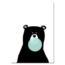 Load image into Gallery viewer, Black White Bear Elephant Bubble Wall Art Canvas Poster Cartoon Animal Nursery Print Painting Nordic Picture Kid Room Decoration - SallyHomey Life's Beautiful