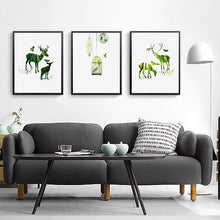 Load image into Gallery viewer, Nordic Minimalism Posters and Prints Wall Art Canvas Painting Animals Pictures Wall Green Decoration for Living Room Frameless - SallyHomey Life's Beautiful