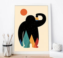 Load image into Gallery viewer, Nordic Art Cartoon Animal Poster Elephant Bear Wolf Minimalist Canvas Painting Nursery Wall Picture Kids Baby Room Decoration - SallyHomey Life's Beautiful