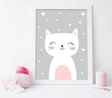 Load image into Gallery viewer, Kawaii Wall Art Canvas Nursery Poster Print Cartoon Cat Rabbit Painting Nordic Kids Decoration Picture Baby Living Room Decor - SallyHomey Life's Beautiful