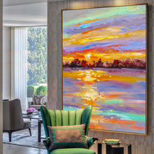 Load image into Gallery viewer, 100% Hand Painted Abstract Sunset Scenery Oil Painting On Canvas Wall Art Frameless Picture Decoration For Live Room Home Decor