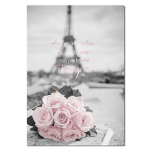 Load image into Gallery viewer, Eiffel Tower Girl Wall Art Canvas Fashion Poster Pink City Landscape Print Painting Nordic Decoration Picture Living Room Decor - SallyHomey Life's Beautiful