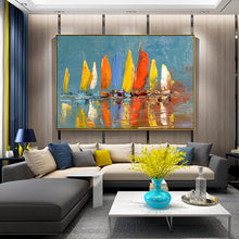 Load image into Gallery viewer, 100% Hand Painted Abstract Sailing Art Oil Painting On Canvas Wall Art Wall Adornment Pictures Painting For Live Room Home Decor