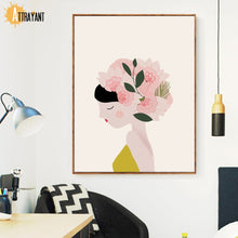 Load image into Gallery viewer, Fashion Girl Flower Beach Minimalism Wall Art Canvas Painting Nordic Posters And Prints Wall Pictures For Living Room Decor - SallyHomey Life's Beautiful