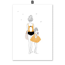 Load image into Gallery viewer, Cartoon Girl Boy Woman Kite Minimalism Wall Art Canvas Painting Nordic Posters And Prints Wall Pictures Kids Room Nursery Decor - SallyHomey Life's Beautiful