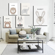Load image into Gallery viewer, Cute Animal Cartoon Canvas Painting Art Print Poster Picture Wall Painting Children Baby Bedroom Wall Decoration Home Dceor Gift - SallyHomey Life's Beautiful