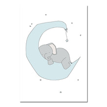 Load image into Gallery viewer, Baby Nursery Wall Art Canvas Print Cartoon Blue Elephant Poster Painting Decorative Picture Nordic Kids Boys Bedroom Decoration - SallyHomey Life's Beautiful