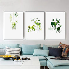 Load image into Gallery viewer, Nordic Minimalism Posters and Prints Wall Art Canvas Painting Animals Pictures Wall Green Decoration for Living Room Frameless - SallyHomey Life's Beautiful