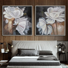 Load image into Gallery viewer, 100% Hand Painted Modern White Flowers Art Painting On Canvas Wall Art Wall Painting Adornment pictures For Live Room Home Decor