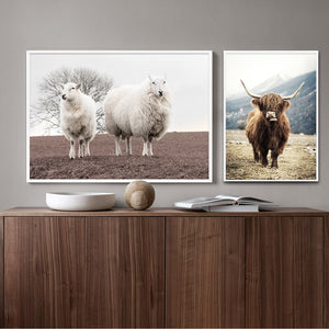 Scandinavian Poster Nordic Style Print Sheep Horse Cattle Animal Wall Art Canvas Painting Field Nature Picture Living Room Decor - SallyHomey Life's Beautiful