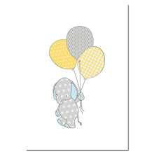 Load image into Gallery viewer, Bunny Elephant Balloon Wall Art Canvas Painting Cartoon Nursery Posters Prints Nordic Kids Decoration Picture Baby Bedroom Decor - SallyHomey Life's Beautiful