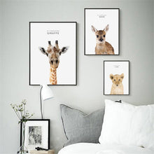 Load image into Gallery viewer, Modern Nordic Minimalist Wall Art Poster Cute Animals Pop Art Paintings Prints On Canvas for Kids Bedroom Children's Day Gifts - SallyHomey Life's Beautiful