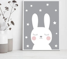 Load image into Gallery viewer, Baby Nursery Wall Art Canvas Poster Print Cartoon Rabbit Bear Painting Nordic Kids Decoration Picture Children Bedroom Decor - SallyHomey Life's Beautiful