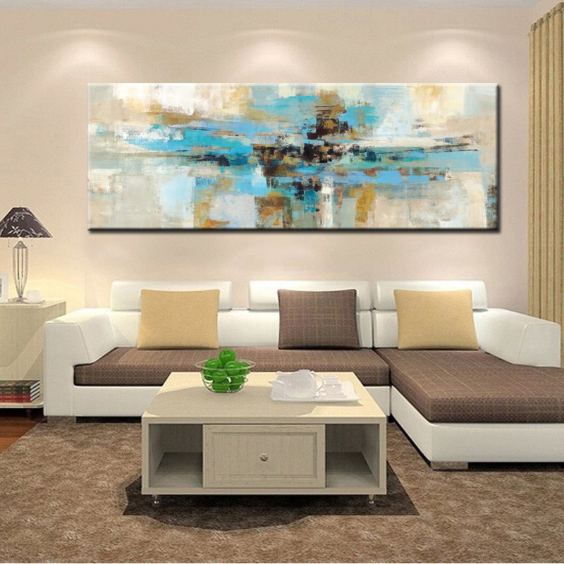 Teal Blue Abstract Art Print, Modern Landscape Painting, Giclée Inkjet - UK