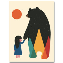 Load image into Gallery viewer, Nordic Art Cartoon Animal Poster Elephant Bear Wolf Minimalist Canvas Painting Nursery Wall Picture Kids Baby Room Decoration - SallyHomey Life's Beautiful