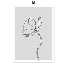 Load image into Gallery viewer, Hand Painted Lines Flower Wall Art Canvas Painting Nordic Posters And Prints Black White Wall Pictures For Living Room Decor - SallyHomey Life's Beautiful