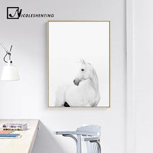 Load image into Gallery viewer, Animal White Horse Wall Art Canvas Posters and Prints Painting Wall Pictures for Living Room Modern Home Decor - SallyHomey Life's Beautiful