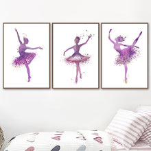 Load image into Gallery viewer, Cartoon Pink Ballet Dancer Girl Wall Art Canvas Painting Nordic Posters And Prints Wall Pictures For Baby Kids Room Home Decor - SallyHomey Life's Beautiful