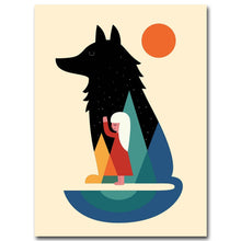 Load image into Gallery viewer, Nordic Art Cartoon Animal Poster Elephant Bear Wolf Minimalist Canvas Painting Nursery Wall Picture Kids Baby Room Decoration - SallyHomey Life's Beautiful