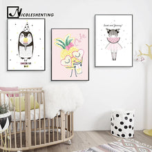 Load image into Gallery viewer, Cartoon Girl Pineapple Wall Art Canvas Funny Posters and Prints Minimalist Painting Nursery Picture Children Bedroom Decoation - SallyHomey Life's Beautiful