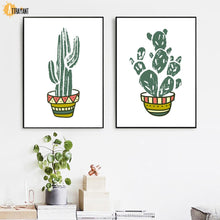 Load image into Gallery viewer, Cartoon Cactus Aloe Flower Wall Art Canvas Painting Nordic Poster And Prints Plants Wall Pictures For Living Room Home Decor - SallyHomey Life's Beautiful