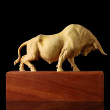 Load image into Gallery viewer, Solid wood Charging Bull Wood carving Wall Street  desktop decoration zodiac town large cow ornaments new year crafts carved