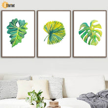 Load image into Gallery viewer, Green Tropical Monstera Banana Leaf Wall Art Canvas Painting Nordic Posters And Prints Plant Wall Pictures For Living Room Decor - SallyHomey Life's Beautiful
