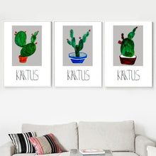 Load image into Gallery viewer, Cartoon Green Potted Cactus Quotes Wall Art Canvas Painting Nordic Posters And Prints Plants Wall Pictures For Living Room Decor - SallyHomey Life's Beautiful