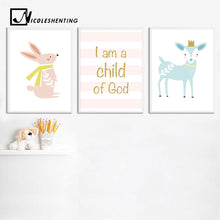Load image into Gallery viewer, Baby Nursery Wall Art Canvas Posters Prints Cartoon Deer Rabbit Painting Nordic Kids Decoration Picture Children Bedroom Decor - SallyHomey Life's Beautiful