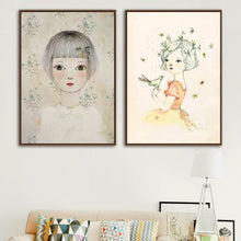 Load image into Gallery viewer, Cartoon Girl Flower Cactus Plant Nursery Wall Art Canvas Painting Nordic Posters And Prints Wall Pictures For Living Room Decor - SallyHomey Life's Beautiful