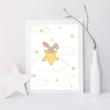 Load image into Gallery viewer, Kawaii Bunny Moon Nursery Wall Art Canvas Poster and Print Yellow Cartoon Painting Decoration Picture Nordic Kids Bedroom Decor - SallyHomey Life's Beautiful