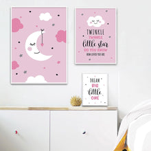 Load image into Gallery viewer, Cartoon Moon Canvas Art Poster Nursery Quotes Decorative Print Wall Painting Decoration Picture Nordic Kid Baby Bedroom Decor - SallyHomey Life's Beautiful