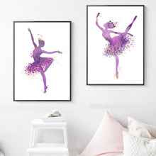 Load image into Gallery viewer, Cartoon Pink Ballet Dancer Girl Wall Art Canvas Painting Nordic Posters And Prints Wall Pictures For Baby Kids Room Home Decor - SallyHomey Life's Beautiful