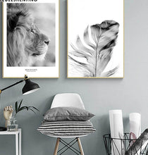 Load image into Gallery viewer, Scandinavian Black White Poster Nordic Canvas Wall Art Print Africa Animal Lion Painting Decorative Picture Home Decoration - SallyHomey Life's Beautiful