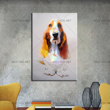 Load image into Gallery viewer, 100% Hand Painted Home Decor Wall Art Pictures Oil Painting On Canvas Big Ears Dog Picture For Living Room Home Decor