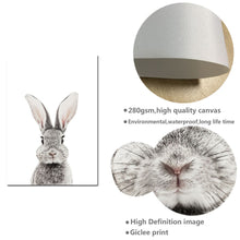 Load image into Gallery viewer, Baby Woodland Animal Rabbit Tail Canvas Funny Poster Wall Art Nursery Print Painting Nordic Kids Decoration Pictures Room Decor - SallyHomey Life's Beautiful