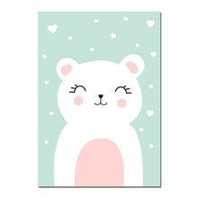 Load image into Gallery viewer, Kawaii Wall Art Canvas Nursery Poster Print Cartoon Cat Rabbit Painting Nordic Kids Decoration Picture Baby Living Room Decor - SallyHomey Life's Beautiful