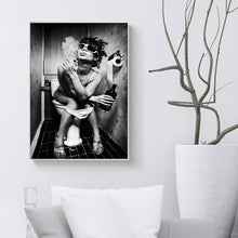 Load image into Gallery viewer, Modern Black White Portrait Posters and Prints Wall Art Canvas Painting Sexy Women Smoke and Drink Picture for Living Room Decor - SallyHomey Life's Beautiful