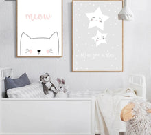 Load image into Gallery viewer, Star Rabbit Cartoon Wall Art Canvas Poster Nursery Quote Prints Nordic Style Painting Wall Picture Children Bedroom Decoration - SallyHomey Life's Beautiful