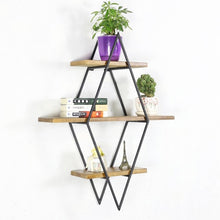 Load image into Gallery viewer, Living room diamond bookshelf iron art solid wood partition wall shelf bar bar wall decoration wall shelf 030 y - SallyHomey Life's Beautiful