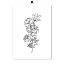 Load image into Gallery viewer, Black And White Flower Wall Art Canvas Painting Nordic Posters And Prints Wall Pictures For Living Room Scandinavian Home Decor - SallyHomey Life's Beautiful