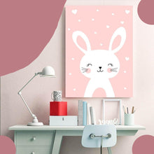 Load image into Gallery viewer, Kawaii Wall Art Canvas Nursery Poster Print Cartoon Cat Rabbit Painting Nordic Kids Decoration Picture Baby Living Room Decor - SallyHomey Life's Beautiful