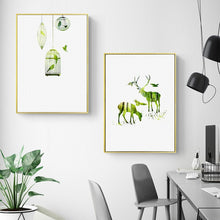 Load image into Gallery viewer, Nordic Minimalism Posters and Prints Wall Art Canvas Painting Animals Pictures Wall Green Decoration for Living Room Frameless - SallyHomey Life's Beautiful