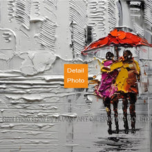 Load image into Gallery viewer, Skilled Artist Hand-painted Textured Knife Landscape Oil Painting Black and White Colors Thick Oil Knife Rain Scenery Painting - SallyHomey Life's Beautiful
