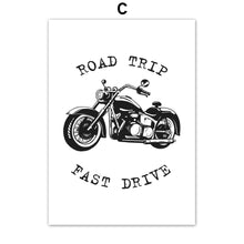 Load image into Gallery viewer, Bike motorcycle Skateboard Nordic Posters And Prints Wall Art Canvas Painting Black White Cartoon Wall Pictures Kids Room Decor - SallyHomey Life's Beautiful